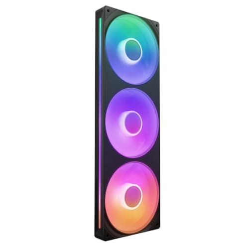 NZXT F360 RGB Core - 360mm Single-Frame Fan Unit with 3 x 120mm RGB Fans - Speed & Lighting Control - High Static Pressure & Airflow - Fluid Dynamic Bearings - 8 aRGB LEDs Per Fan - Black - Lighting