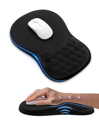 PVIPCZ Ergonomic Mouse Pad with Wrist Rest, Slope Design Memory Foam Support, Smooth Lycra Surface, Non-Slip PU Base, Comfortable Mouse Mat for Office, Home, Computer Desk (Black) - Mousepad / Desk Mat
