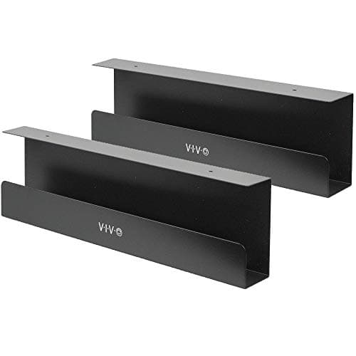 VIVO Under Desk 17 inch Cable Management Trays, Power Strip Holders, Cord Organizers, Wire Tamers for Office and Home, Black, 2 Pack, DESK-AC06-2C - Cable Management