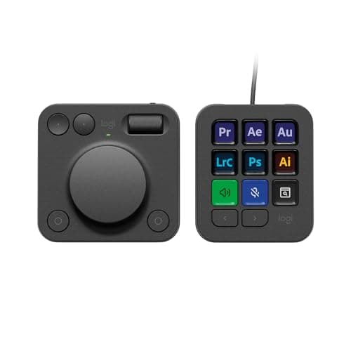 Logitech MX Creative Console, 9 Customizable LCD Keys, Stream Deck Accessories,Connectivity Technology USB-C, Control Dial for Graphic Design, Zoom, Spotify - Graphite, 3-Month Adobe Cloud Membership - Stream Deck
