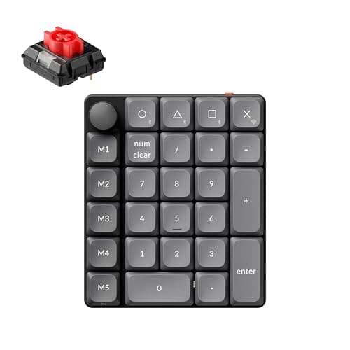 Keychron K0 Max Wireless Low-Profile Number Pad, QMK/VIA Programmable, Hot-Swappable Red Switch, RGB Backlit, 2.4GHz & Bluetooth 5.3, 1000Hz Polling Rate, with Knob, for Windows/Mac - Stream Deck