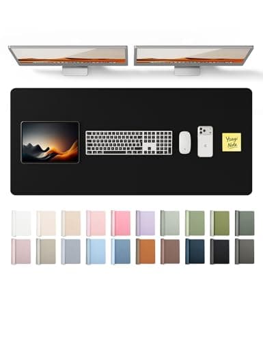 YSAGi Leather Desk Protector, Office Mat, Large Mouse Mat, Non-Slip PU Leather Blotter, Laptop Pad, Waterproof Writing Pad for Office and Home (Black, 47" x 17") - Mousepad / Desk Mat