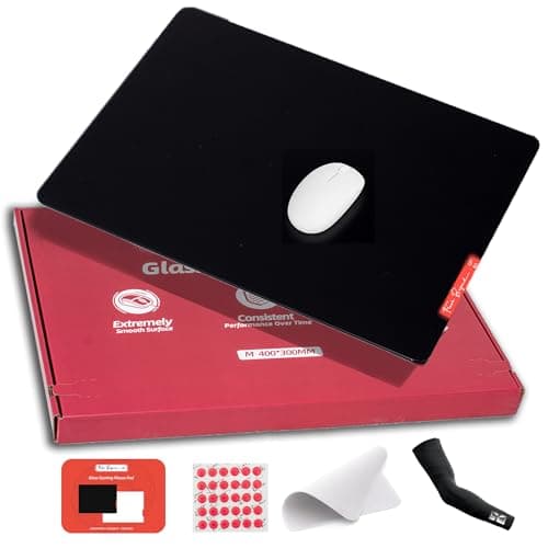 MysticBloom Flash Beyond Glass Gaming Mouse Pad - Premium Glass Pad with Anti-Slip Rubber Base - Smooth, Precise Tracking, Surface for High-Speed Gaming, Ideal for FPS Players (Black, Middle-15.7L x 11.8W inches) - Mousepad / Desk Mat