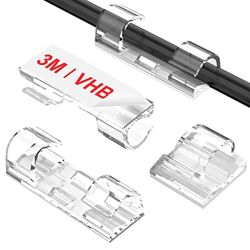 TidyHelper Adhesive Cable Clips Clear (40PCS, M), Upgraded Wire Holders for Wall, Strong Cord Organizer Under Desk, Car, PC, Christmas Light Indoor/Outdoor - Cable Management