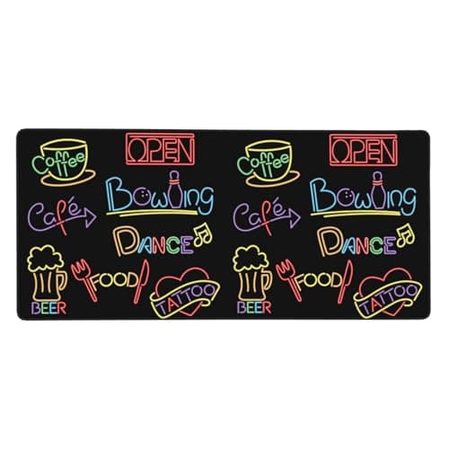 Nruairly Neon Coffee Cup Beer Sign Large Mouse Pad Extended Desk Gaming Mat Non-Slip Rubber Base Computer Keyboard Mousepad for Laptop PCHome Office Work 35.5 X 16 Inch - Lighting