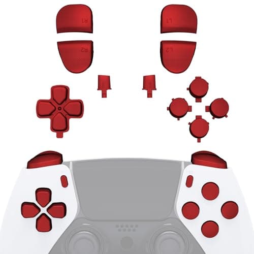 eXtremeRate Replacement Full Set Buttons Compatible with ps5 Edge Controller, Scarlet Red D-pad Share Options Home Face Buttons R1 L1 R2 L2 Triggers Compatible with ps5 Edge Controller - Controller