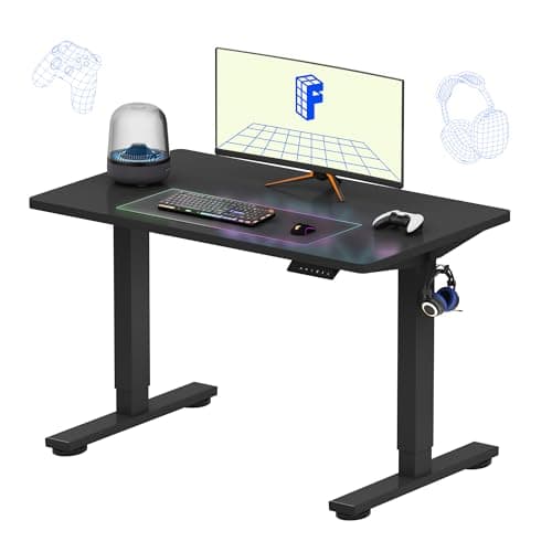 FLEXISPOT EN1 One-Piece Standing Desk, 40"x24" Seamless Desktop Electric Height Adjustable Desk for Home Office, Multi-Monitor Setups & Easy Assembly, Black (Black Frame) - Desk