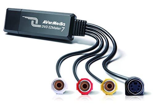 AVerMedia EZMaker 7, USB Video Capture Card , Analog to Digital Recorder, RCA Composite, VHS to DVD, S-Video, Support Windows 11, Mac 10.11/10.12 (C039), Black,3.2 x 1.1 x 0.5 in (82 x 28.5 x 14 mm) - Capture Card