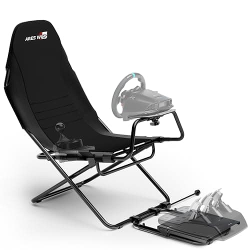 ARES WING Foldable Racing Simulator Cockpit, Racing Wheel Stand with Seat, Formula and GT Sim Racing Cockpit Compatible with Fanatec, Driving Simulator Compatible with Moza Games on PS5 and PC - Sim Racing