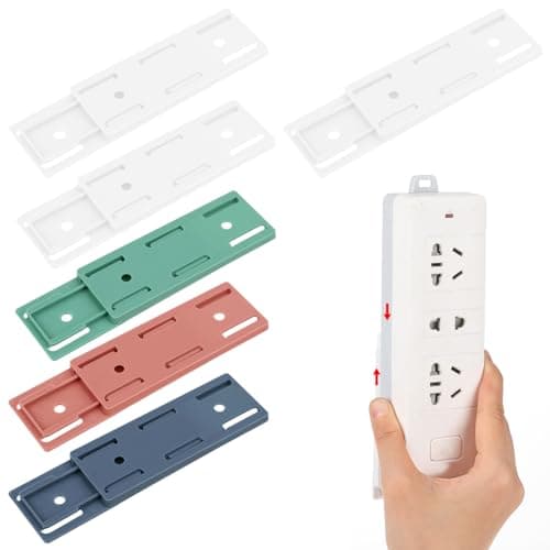 Giantree 6 Pack Self Adhesive Power Strip Holder, Power Strip Holder Desktop Mobile Punch Free Socket Holder, Desktop Socket Fixer for Kitchen Home Office and Cable Management(Multi) - Cable Management