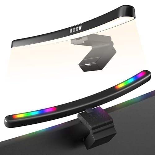 Geisofu Monitor Light Bar Curved, RGB Backlight, Computer Screen Lamp for Eye Care, Dual Light Mode with Touch Control Timed, Gaming Accessory, Radius of Curvature 1500 mm - Lighting