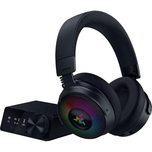 Razer Kraken V4 Pro Wireless Gaming Headset: OLED Control Hub - HD Haptics - 2.4GHz Wireless - Bluetooth - USB - 3.5 mm - Super Wideband Mic - For PC, Mac, PS5, Nintendo Switch, Steam Deck, Smartphone - Gaming Chair