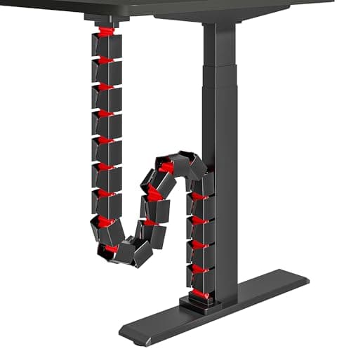 ARES WING Under Desk Cable Management Spine, Magnetic Vertebrae Cable Management for Standing Desk, Length Adjustable Cord Organizer with 20 Modular Vertebrae for Office and Gaming Desks, Red - Cable Management