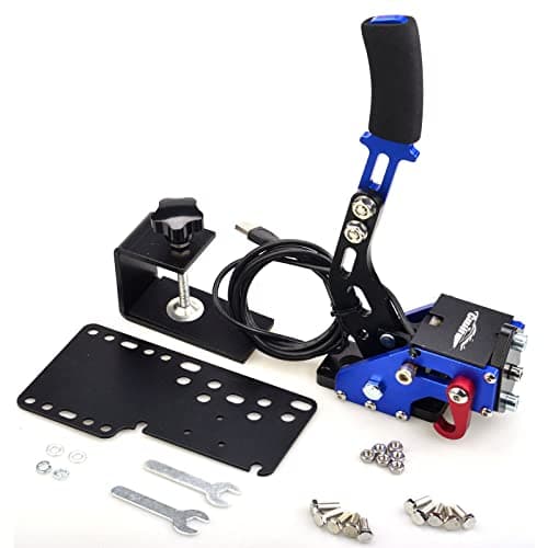 CNRAQR PC Racing Game USB Handbrake for 16Bit SIM for Racing Games, Compatible with G27 G29 G923 T500 T300 Simulate Linear Handbrake Blue（With Fixing Clip and Plate - Sim Racing