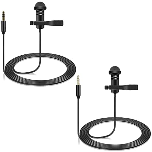 weishan 2 Pack Lavalier Microphone Compatible with DJI Mic 2 & Rode Wireless Pro/Wireless GO 2 / II Transmitters - Omnidirectional Lav Lapel Wearable Mic for Vlog Interview Streaming Lectures Broadcasters - Microphone