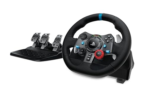 Logitech G29 Driving Force Racing Wheel and Floor Pedals, Real Force Feedback, Stainless Steel Paddle Shifters, Leather Steering Wheel Cover for PS5, PS4, PC, Mac - Black - Sim Racing