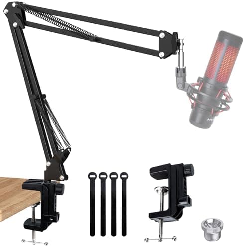 SUNMON QuadCast Boom Arm, Mic Arm for Blue Yeti HyperX QuadCast SoloCast Fifine AM8 and Most Microphone, Mic Stand Desk with 3/8" to 5/8" Adapter by SUNMON - Microphone