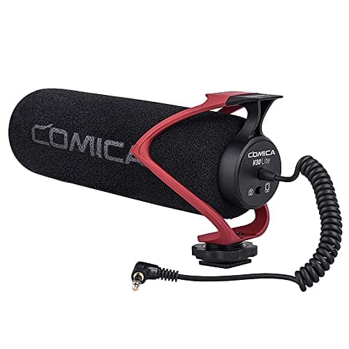 COMICA CVM-V30 LITE Video Microphone,Super-Cardioid Condenser On-Camera Shotgun Microphone for Canon Nikon Sony Panasonic DSLR Cameras,Mic for iPhone Android Smartphone with 3.5mm Jack(Red) - Microphone