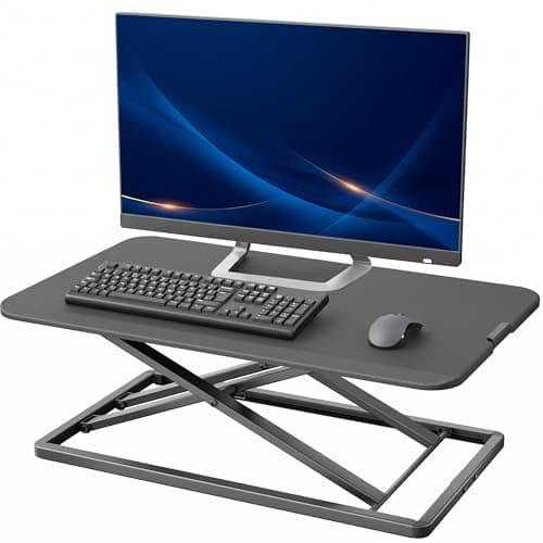 VIVO Economy Single Top Height Adjustable 29 inch Standing Desk Converter, Sit Stand Tabletop Monitor and Laptop Riser Platform Workstation, DESK-V000U - Desk