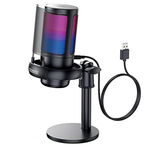 COCONISE Gaming Microphone for PC: USB Mic for Podcasts Videos & Streaming - Condenser Mic with Quick Mute & Pop Filter - RGB Microphone Gift for Gamer boys - Compatible with PS4/5 & Computer & Laptop - Microphone
