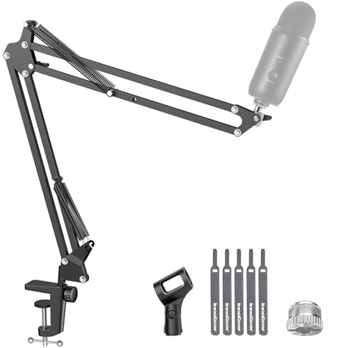 InnoGear Boom Arm Microphone Mic Stand for Blue Yeti HyperX QuadCast SoloCast Snowball Fifine Shure SM7B and Other Mic, Black - Microphone