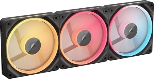 CORSAIR iCUE Link LX120-R RGB 120mm PWM Reverse Fans – Triple Fan Kit – Low-Noise, Magnetic Dome Bearing, Dual Light Loops, CORSAIR QuikTurn Screws, Zero RPM Mode – Black - Lighting
