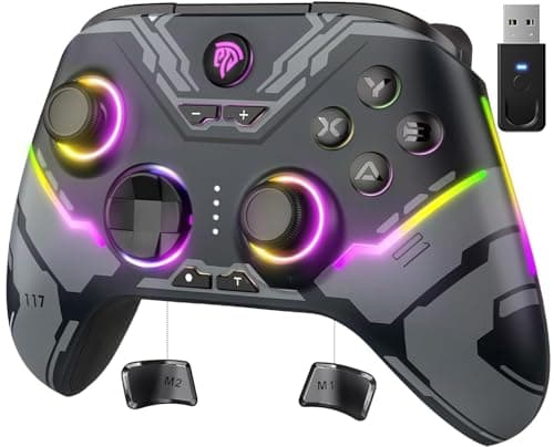 EasySMX X15 PC Controller - Enhanced Wireless Bluetooth Controller with Hall Joysticks/Hall Triggers/RGB Lighting - No Stick Drift, No Dead Zone - Work for Windows PC, Android, Steam and Switch - Controller