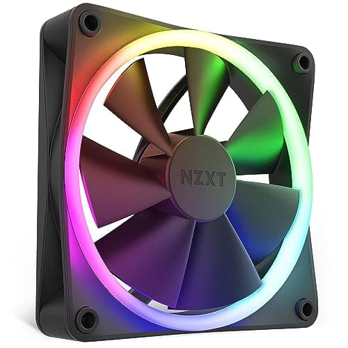 NZXT F120 RGB – 120mm RGB PWM PC Fan – High Airflow, Low Noise – Fluid Dynamic Bearing – Single (Requires NZXT RGB Controller for CAM Software) – 18 LEDs – Black - Lighting