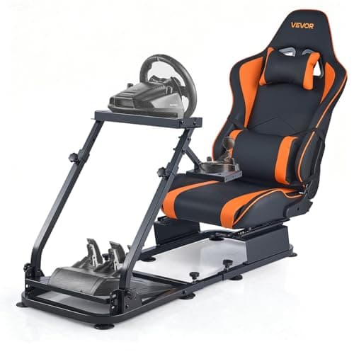 VEVOR Racing Wheel Stand, Heavy-Duty Simulator Cockpit Steering Stand with Dual-Rail Dual-Arm, Fit Logitech G25,G27,G29,G920,G923, Thrustmaster T300RS,TX F458,T500RS,T3PA-PRO (F1/GT) and CSR Pedals - Sim Racing