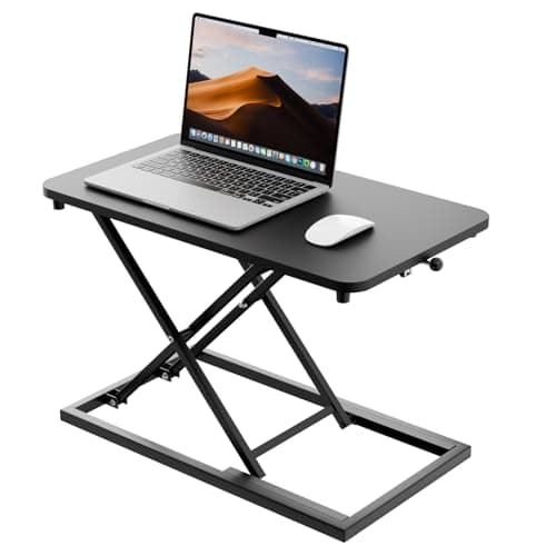 Hoodutric Standing Desk Converter Height Adjustable, Sit to Stand up Desk Riser Computer Workstation use in Laptop and Single Monitor Ergonomic Desktop Workstation for Home Office - Black - Desk