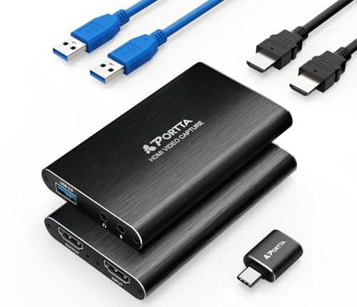 Portta HDMI Video Capture Card, Stream and Record in 1080P60 with Ultra-Low Latency, 4K HDMI in/Loop Out, USB 3.0 to PC Compatible with Nintendo Switch 2/PS4/PS5/Xbox/OBS - Capture Card