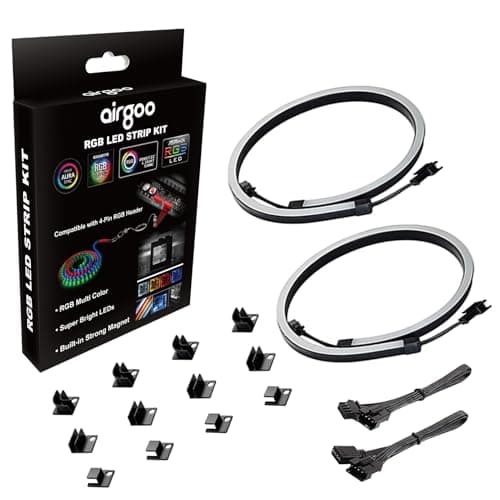 airgoo NEON RGB LED Strip for PC, 15.75 x 0.55 x 0.28 inches diffused Silicon Rubber Tube, for 12V 4-pin RGB Header, Come with Magnetic Brackets, Easy to Install - Lighting