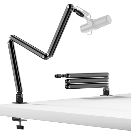 TODI Mic Arm for Lightweight Mics, Microphone Arm Rotatable, Storable Desk Mic Stand for Bear 3LB with Mount Clamp, Mic Stand Boom Arm with Cable Channel with 3/8'' 5/8'' Thread for Podcast, Gaming - Microphone