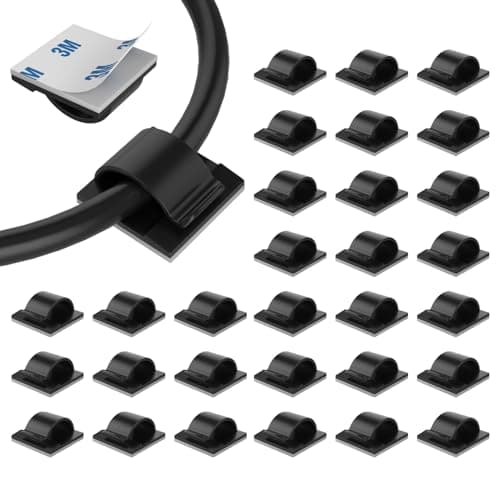 LinkDocs 30 Pieces Adhesive Cable Clips Wire Clips Cable Wire Management Wire Cable Holder Clamps Cable Tie Holder for Car, Office and Home - Cable Management