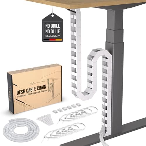 Ultimate Setup Under Desk Cable Management Vertebrae - Perfect for Sit Stand Desk - White, 133 cm - Cable Management