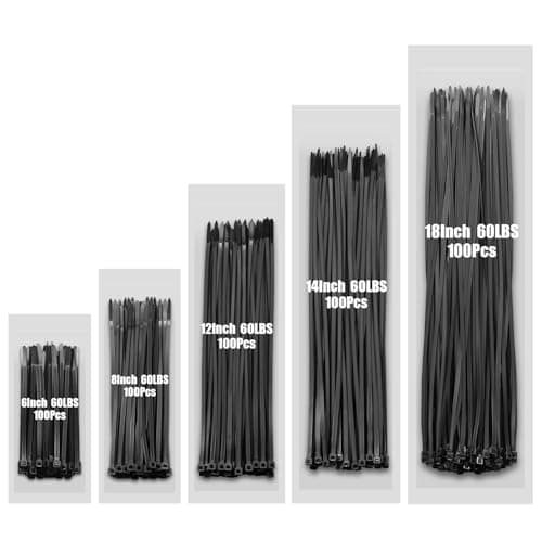 Armpow Zip Ties Assorted Size,6+8+12+14+18 Inch,60 LBS 500PCS Tensile Strength Heavy Duty Cable Wire Ties With Self-Locking Adjustable More Durable Nylon Tie Wraps for Indoor Outdoor - Cable Management