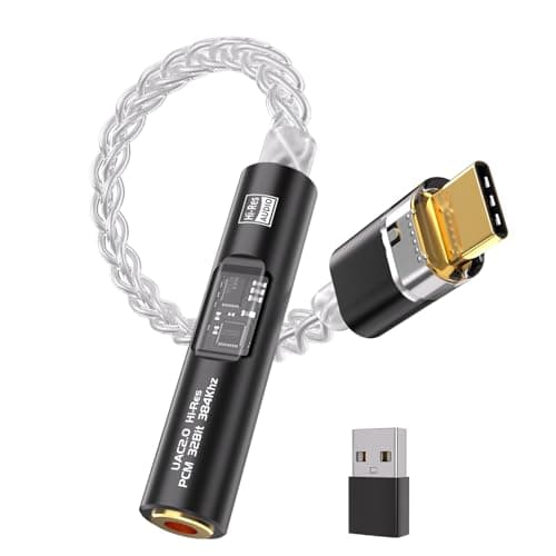 BZINK USB C to 3.5mm Audio Adapter with Dual Chip CX31993 MAX97220 DAC & HiFi Amplifier, 8-Strand 4N Single Crystal Silver-Plated Copper Cable,USBC to Headphones Aux Dongle for Android iPhone PC Mac (Black) - Audio Interface