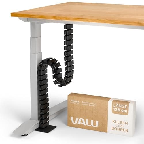 VALU Cable Management Spine – 49 Inch Cable Organizer for Height-Adjustable & Fixed Desks – Sturdy & Flexible with Magnetic Link – Cord Management System Under Desk with Steel Base & Non-Slip Pads - Cable Management