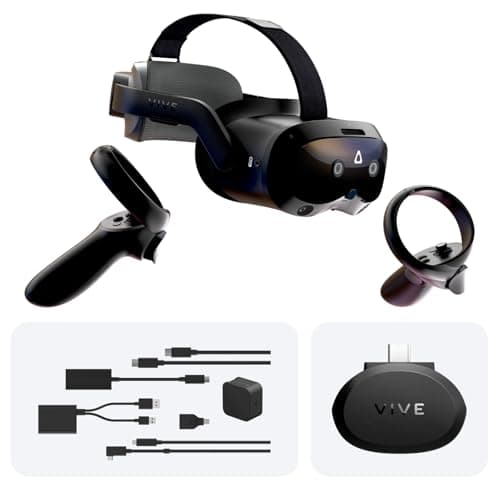 HTC Vive Focus Vision Wired Bundle with Facial Tracker - VR Headset with DisplayPort PC Streaming Kit & Facial Tracker - VR Headset