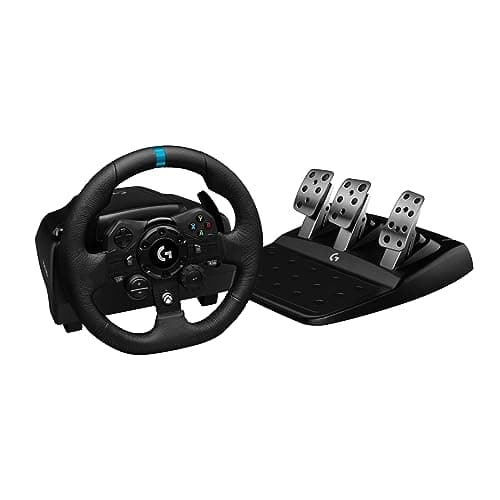 Logitech G923 Racing Wheel and Pedals for Xbox X|S, Xbox One and PC Featuring TRUEFORCE up to 1000 Hz Force Feedback, Responsive Pedal, Dual Clutch Launch Control, and Genuine Leather Wheel Cover - Sim Racing