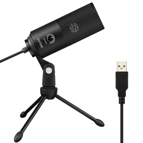 FIFINE USB Microphone, Metal Condenser Recording Microphone for MAC OS, Windows, Cardioid Laptop Mic for Recording Vocals, Voice Overs, Streaming, Meeting and YouTube Videos-K669B - Microphone