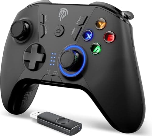 EasySMX 2.4G Wireless Gaming Controller for Windows PC, Steam Deck, PS3 & Android TV Box, Plug and Play Gamepad with Dual Vibration, 4 Back Paddles, Up to 14-Hour Battery Life - Controller