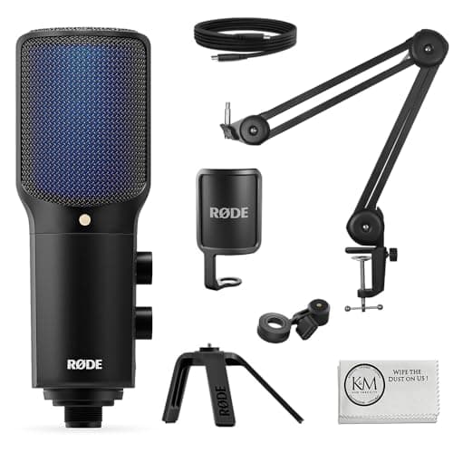 Rode NT-USB+ Professional USB Microphone with Microphone Arm & Cloth (3 Items) - Microphone