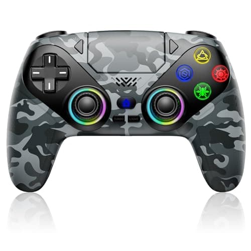 Nonbliep for PS5 Controller, Wireless Controller for PlayStation 5, PS5 Slim/Pro & PC, with 9 Colors RGB Light, Dual Vibration, Turbo, Programmable, 3.5mm Audio Jack & Speaker (Camouflage) - Controller