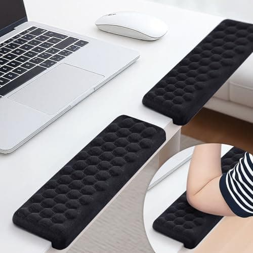 Drounphi L-Shaped Desk Elbow Pads (2-Pack) - Adjustable Spacing Memory Foam Desk Edge Cushion for Forearm & Wrist Support, Ergonomic Desk Arm Rest for Office, Gaming & Home - Desk