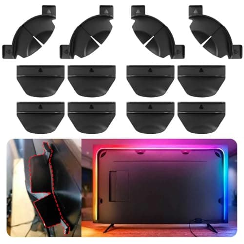 SHUJUKU Upgraded Brackets Set Fit for Philips Hue Play Gradient Light Strip, Compatible with 55" 65" 75" Hue TV Lightstrip, Light Strip Brackets Kit, LED Light Strip Mounting Clips Kit W/Strong 3M Adhesive - Lighting