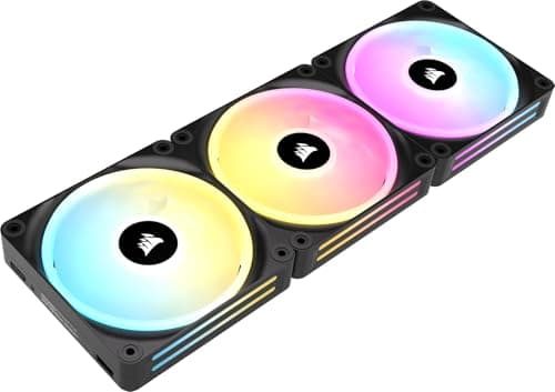 Corsair iCUE Link QX120 RGB 120mm Magnetic Dome RGB Fans - Triple Fan Starter Kit with iCUE Link System Hub - Black - Lighting