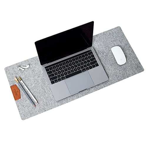 CitySheepStore Felt Desk Pad 12x28 inch (30x70 cm), Anti Slip Wool Desk Mat, Non-Slip Felt Keyboard Mouse Pad, Large DeskMat, Grey DeskMat, Luxury Protective Office Mat, Water, Soil, Lining Resistant. Sleek Design - Mousepad / Desk Mat