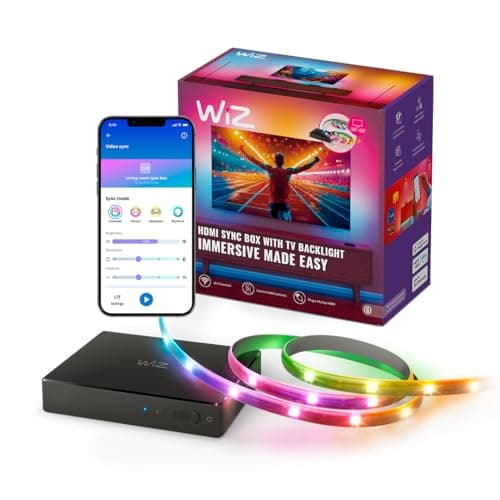 WiZ Connected HDMI Sync Box with TV Backlight - Sync to Movies, Games & Music - HDMI 2.0 Supports 4K 60Hz -RGBIC LED Strip 55-65 Inch TVs - Requires External Video Source - Lighting
