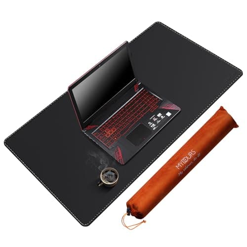 Mydours 36” x 24” Large Desk Mat - XL Desk Pad with PU Leather Surfaces - Extended Desk Mat for Home Office & Computer Workstation - Gaming Mouse pad for Keyboard & Laptop (Black) - Mousepad / Desk Mat